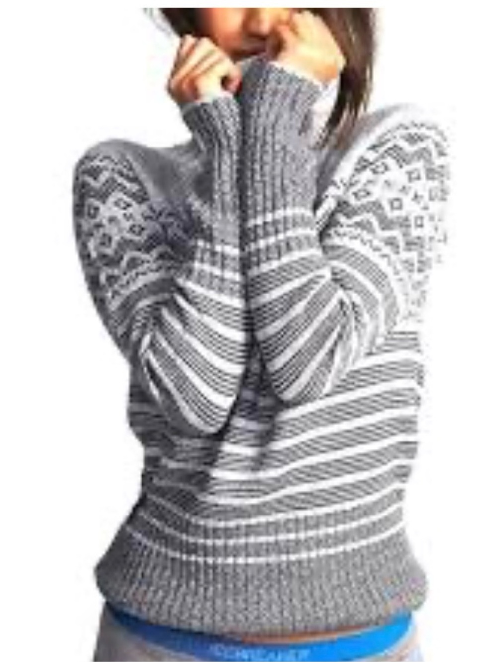 Icebreaker Aura Roll Neck Knit Sweater Women's Gray Merino Wool Size Large